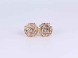 10K Yellow Gold Round Earrings 1.95Ctw