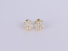 Load image into Gallery viewer, 10K Yellow Gold Flower Cluster Earrings .730Ctw