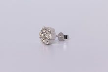 Load image into Gallery viewer, 14K White Gold Flower Cluster Earrings 3.00Ctw