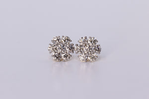 14K White Gold Flower Cluster Earrings 1.70Ctw