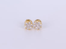 Load image into Gallery viewer, 10K Yellow Gold Flower Cluster Earrings .700Ctw