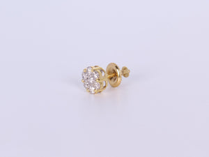 10K Yellow Gold Flower Cluster Earrings .700Ctw