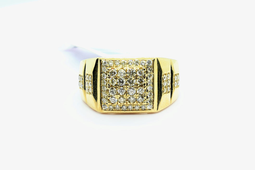 10K Yellow Gold Square Cluster Ring
